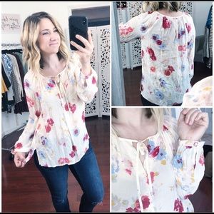Pre-loved, Lucky Brand sheer floral top
